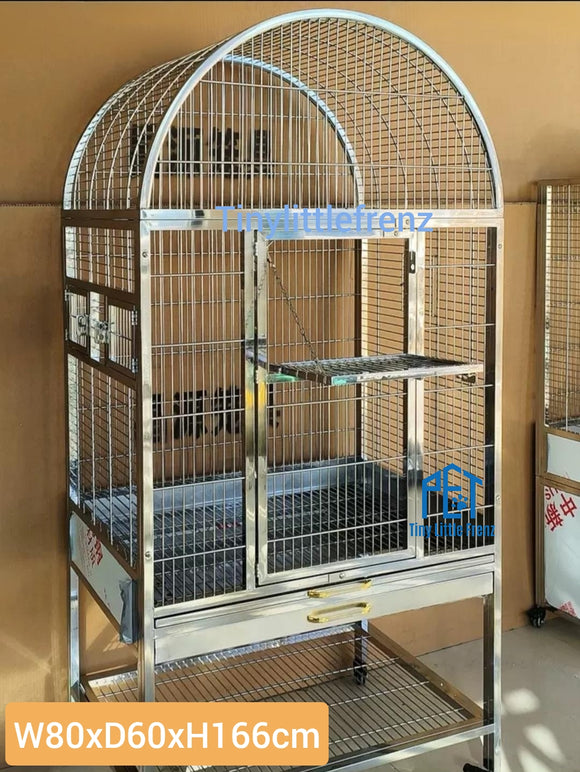 304 Stainless Steel Parrot Cage 80cm | Dome Top