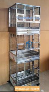 304 Stainless Steel 3 Tiers parrot Cage W60xD45xH186cm