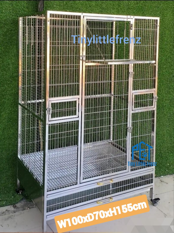 304 Stainless Steel Parrot Cage W100 x D70 x H155cm