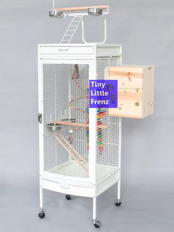 Heavy Duty Steel Parrot Cage 46cm w/ Acrylic Door T22-084