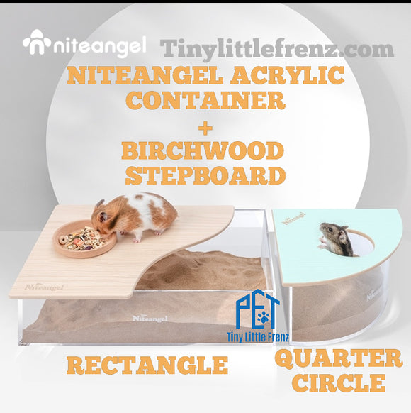 Niteangel Acrylic Sand Bath Container Rectangle 31cm / Quarter Circle 19cm