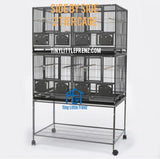 Heavy Duty Steel Side By Side Parrot Cage 3 Tier | Breeder Cage