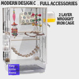 Modern Design Parrot Cage 47cm 2 Layer Full Accessories