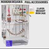 Modern Design Parrot Cage 47cm 2 Layer Full Accessories